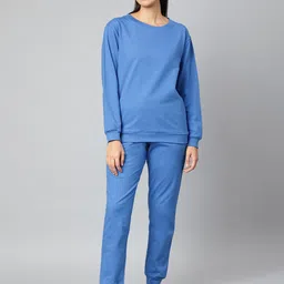FINSBURY LONDON Women Blue Solid 2 Piece Co-Ords Set-image-43