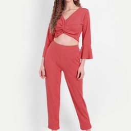 BROADSTAR Women Orange Solid Co-Ords-image-130