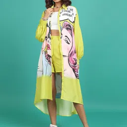 Tokyo Talkies Printed Longline Shirt With Shorts-image-33