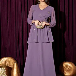 indo street Ethnic Motif Embroidered Tunic With Palazzo-image-44