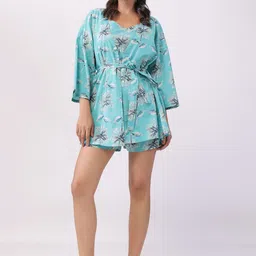 JISORA Printed Three Quarter Sleeve Shrug Top & Shorts Co-Ords-picture-20