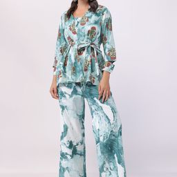 JISORA Printed Pure Cotton Top With Trouser & Shrug Co-Ords-picture-13