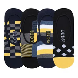 Bonjour Men Black & Yellow Cotton Loafer Socks - Pack Of 4-29