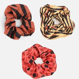 Aditi Wasan Women Set of 3 Printed Ponytail Holders Scrunchies-1