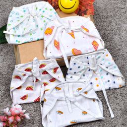 Moms Home Infants Set Of 5 Printed Organic Cotton Muslin Nappies-11