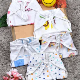 Moms Home Infants Set Of 5 Printed Organic Cotton Muslin Nappies-21