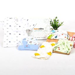 Moms Home Infants Printed Pure Organic Cotton Anti Allergic 7 Piece Baby Apparel Gift Set-27