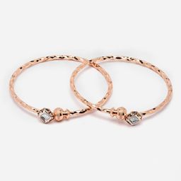 DressBerry Set Of 2 Brass American Diamond Rose Gold-Plated Kada Bracelet-image-87