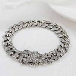 MEENAZ Silver-Plated American Diamond Studded Link Bracelet-23