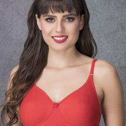 Clovia Cotton Rich Non-Padded Wirefree T-Shirt Bra In Red-39