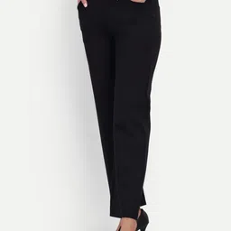 BROADSTAR Women Relaxed Straight Leg Straight Fit High-Rise Easy Wash Formal Trousers-picture-57