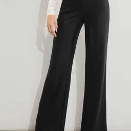 BROADSTAR Women Relaxed Straight Leg Straight Fit Easy Wash Formal Parallel Trousers-image-79