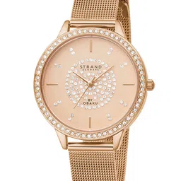 STRAND BY OBAKU Women Rose Gold-Toned Brass Dial Analogue Watch S711LXVVMV-image-5