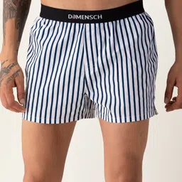 DAMENSCH  Men Striped White Ultra-Light Cotton Regular Fit Inner Boxer-6