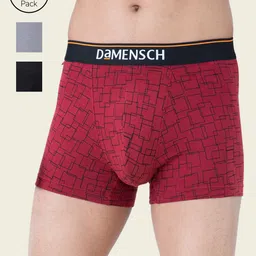 DAMENSCH Men Pack Of 3 Anti Bacterial Deodorizing Trunks DAM-CTM-T-SNR-DRG-SWB-PACK-3-MIX-32
