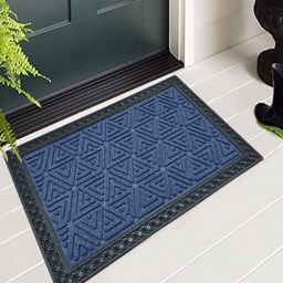 LUXEHOME INTERNATIONAL Blue & Black Triangle-Textured Anti-Skid Waterproof Doormat-48