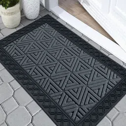 LUXEHOME INTERNATIONAL Grey & Black Triangle-Patterned Anti-Skid Waterproof Doormat-21