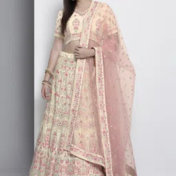Fusionic Embroidered Thread Work Semi-Stitched Lehenga & Unstitched Blouse With Dupatta-picture-48