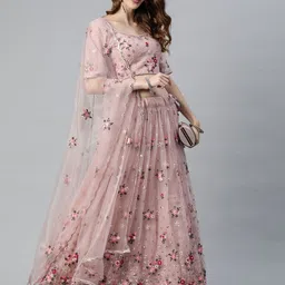 Divine International Trading Co Embroidered Semi-Stitched Lehenga Choli With Dupatta-image-22