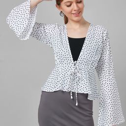 Style Quotient Women Polka Dot Peplum Smart Casual Shrug-6
