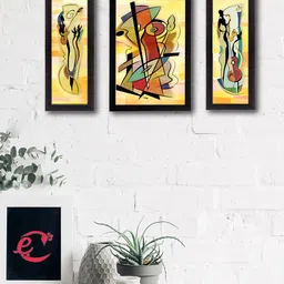 eCraftIndia Set of 3 Multicoloured Abstract Object UV Wall Art-17