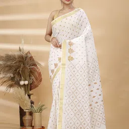 Ruuprekha Woven Design Zari Pure Cotton Taant Saree-30