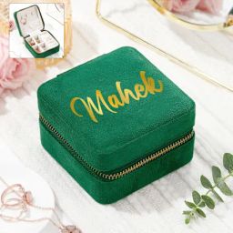 Luxe Velvet Personalized Green Jewellery Organizer-image-90