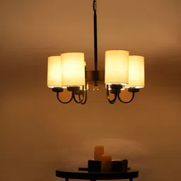 Devansh Off White & Black Iron Quirky Ceiling Lamp-9