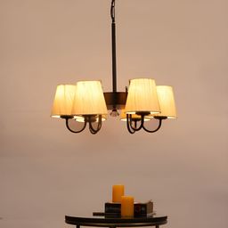 Devansh Off White & Black Iron Contemporary Ceiling Lamp-5