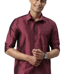 TATTVA Men Burgundy Relaxed Slim Fit Opaque Casual Shirt-image-22