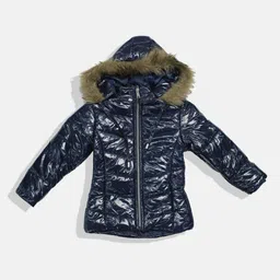 Okane Girls Heart Print Hooded Parka Jacket-picture-33