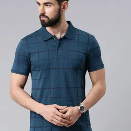 Kryptic Checked Polo Collar Pure Cotton T-shirt-image-77