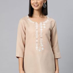 Cottinfab Floral Embroidered Cotton Top-image-78