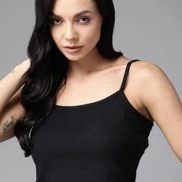 Roadster Black Ribbed Cami Crop Top-picture-58