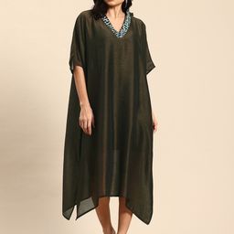 Qurvii Kimono Sleeve Kaftan Midi Dress-image-50