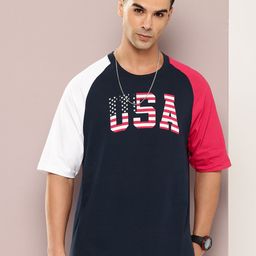DILLINGER Men Typography Colourblocked Oversized Pure Cotton T-shirt-image-69