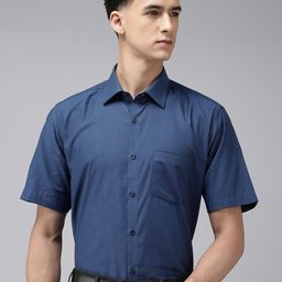 Van Heusen Pure Cotton Custom Fit Self Design Opaque Formal Shirt-image-95