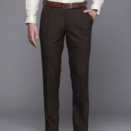 Louis Philippe Men Solid Regular Fit Formal Trousers-picture-1
