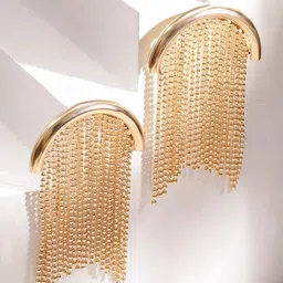 Rubans 18KT Gold-Plated Multi-Layered Chain Fringe Drop Earrings-2