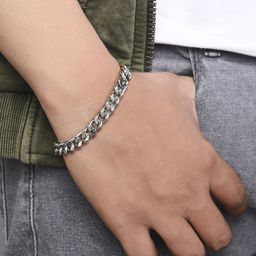 The Bro Code Men Black & Silver-Toned Wraparound Bracelet-image-27