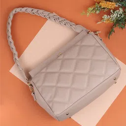 Metro Textured Structured Shoulder Bag With Quilted-18