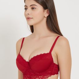 Soie Medium Coverage Padded Wired Demi Cup Lace Bra image 4
