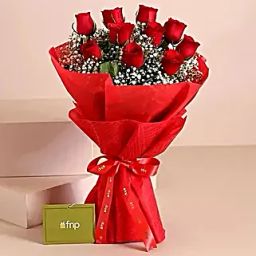 Timeless Love Red Roses Bouquet 10 Stems-15