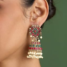 Fida Floral Jhumkas Earrings-image-30