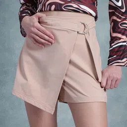 The Roadster Life Co. Women Belted Solid Mini Skorts-12