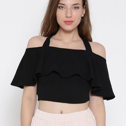 Veni Vidi Vici Women Black Crop Bardot Top-picture-26