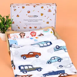 Moms Home Pack of 3 Organic Cotton Supersoft Baby Muslin Swaddle-16