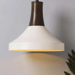 Homesake White Cone Shaped Lamp with Wooden Holder - Set of 1-image-36
