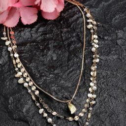 Moedbuille Layered Bohemian Design Gold Plated Contemporary Handcrafted Necklace-image-16