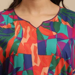Claura Multicolor Printed Kaftan Nighty image 5